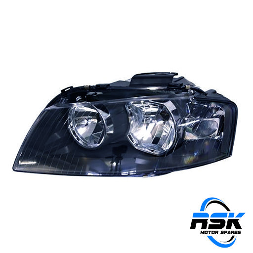 Audi A3 (8P/8PA 2003–2008 Pre-Facelift) LHS Halogen Headlight Assembly with Electric Motor (8P0941003A/F/J). Fast South Africa delivery.
