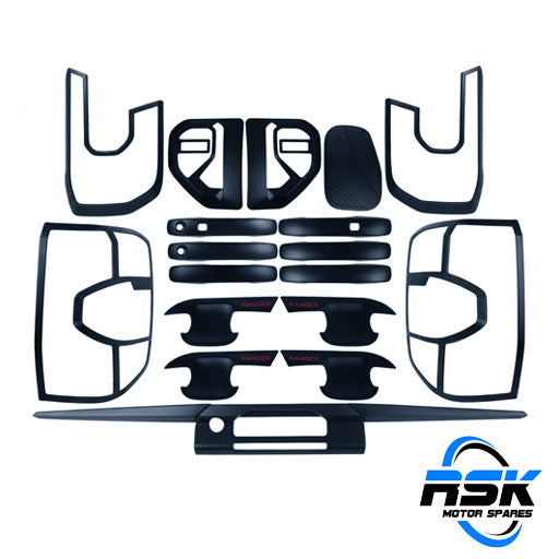 Ford Ranger T9 (2023–Present) Matte Black Exterior Body Dress-Up Kit. UV-resistant ABS plastic. Fast South Africa delivery.