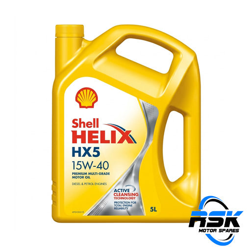 Shell Helix HX5 15W-40 Motor Oil 5L (API SN/CF). Active cleansing for petrol/diesel. Fast South Africa delivery.